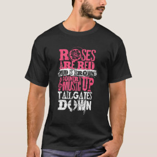 Rozen zijn rode modder en bruine landmuziek op sta t-shirt