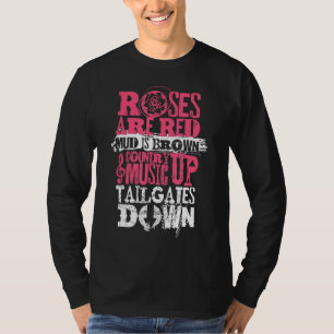 Rozen zijn rode modder en bruine landmuziek op sta t-shirt