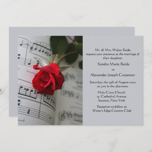 Rozen zijn rode uitnodiging (Voorkant / Achterkant)