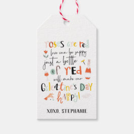 Rozen zijn rode wijn Galentine's Day Label Cadeaulabel