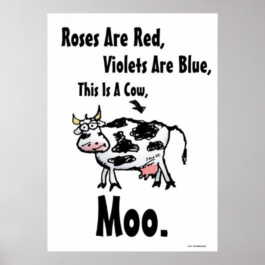 Rozen zijn rood - dit is een Koe grappig Poster (Voorkant)