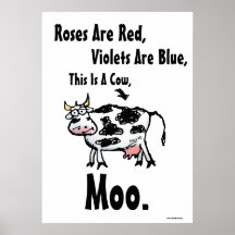 Rozen zijn rood - dit is een Koe grappig Poster