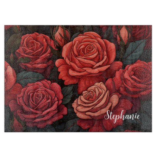 Rozen zijn rood gepersonaliseerd snijplank (Voorkant)