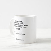 ROZEN ZIJN ROOD, GEWELD IS BLAUW, persoonlijke hon Koffiemok (Voorkant links)