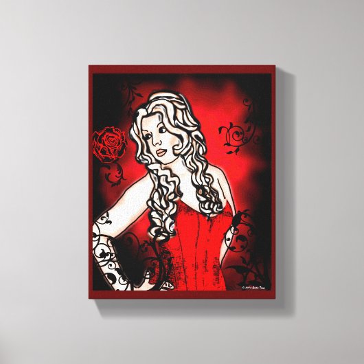 Rozen zijn Rood Gothic Wrapped Canvas (Voorkant)