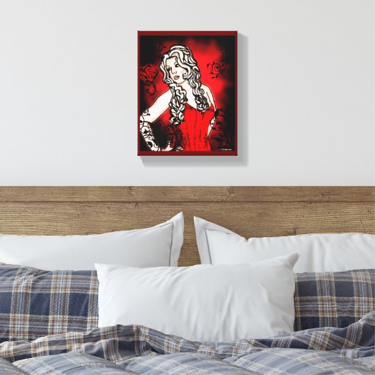 Rozen zijn Rood Gothic Wrapped Canvas (Insitu (Slaapkamer))