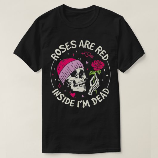 Rozen zijn rood in IM dode retro skelet valent T-shirt (Design voorkant)