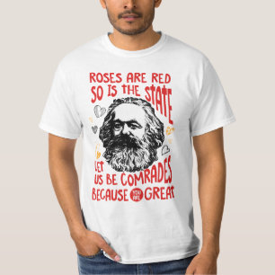 Rozen zijn rood, net als de staat t-shirt