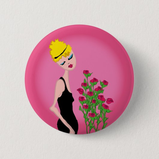 rozen zijn rood ronde button 5,7 cm (Voorkant)