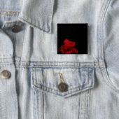 Rozen zijn rood vierkante button 5,1 cm (In situ)
