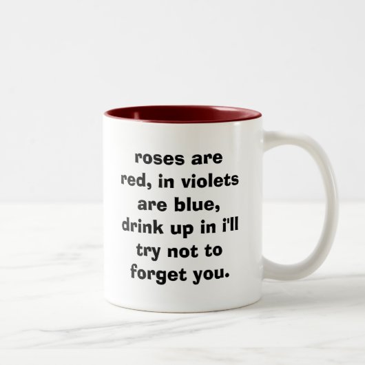 rozen zijn rood, viooltjes zijn blauw, drink omhoo tweekleurige koffiemok (Rechts)