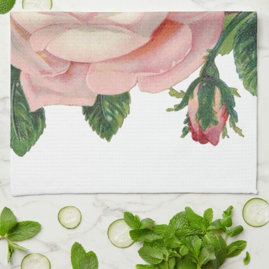 Rozen zijn roze theedoek (Gevouwen)