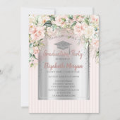 Rozen Zilver Afstudeerder Pet Gestreept Afstuderen Kaart (Voorkant)