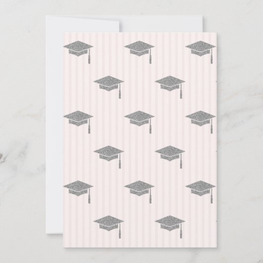 Rozen Zilver Afstudeerder Pet Gestreept Afstuderen Kaart (Achterkant)