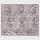 Rozen Zilvergrijs Floral Roze Roze astel Cadeaupapier (Vlak)