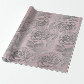 Rozen Zilvergrijs Floral Roze Roze astel Cadeaupapier (Uitgerold)