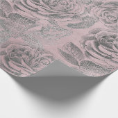 Rozen Zilvergrijs Floral Roze Roze astel Cadeaupapier (Hoek)