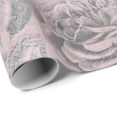Rozen Zilvergrijs Floral Roze Roze astel Cadeaupapier (Rol Hoek)