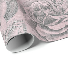 Rozen Zilvergrijs Floral Roze Roze astel Cadeaupapier