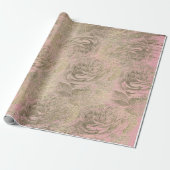 Rozen Zilvergrijs Florence Roos Foxier Gold Pink Cadeaupapier (Uitgerold)