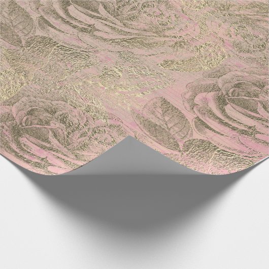 Rozen Zilvergrijs Florence Roos Foxier Gold Pink Cadeaupapier (Hoek)