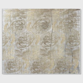 Rozen Zilvergrijze Floral Hout Foxier Gold Rustig Cadeaupapier (Vlak)