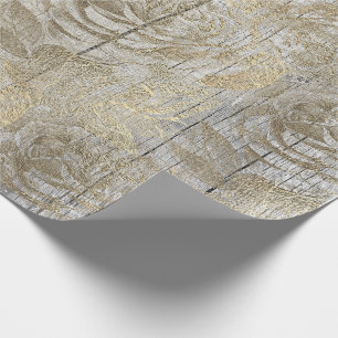 Rozen Zilvergrijze Floral Hout Foxier Gold Rustig Cadeaupapier