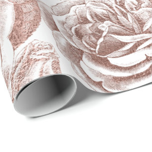 Rozen Zilvergrijze Floral White Rose Gold Blush Cadeaupapier
