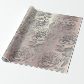 Rozen Zilvergrijze Roos Goud Blush Roze Cadeaupapier (Uitgerold)