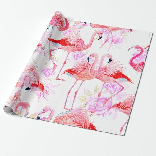 Rozen zonder naadloze patroon waterverf met roze f cadeaupapier (Uitgerold)