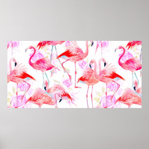 Rozen zonder naadloze patroon waterverf met roze f poster
