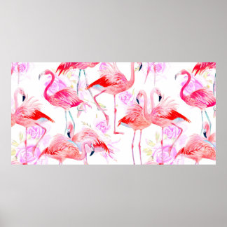 Rozen zonder naadloze patroon waterverf met roze f poster