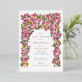 Rozen Zonnebloem Trellis Spring Garden Baby shower Folie Uitnodiging (Staand Voorkant)