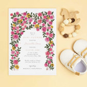 Rozen Zonnebloem Trellis Spring Garden Baby shower Folie Uitnodiging