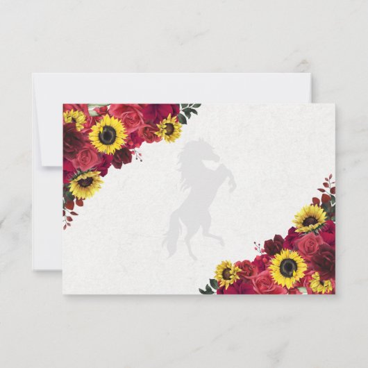 Rozen Zonnebloemen Quinceanera RSVP Behuizing Kaar (Achterkant)