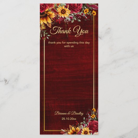 Rozen zonnebloemen voor de bruinkoolbrij menu (Achterkant)