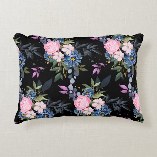 Rozen zwart accent kussen (Voorkant)