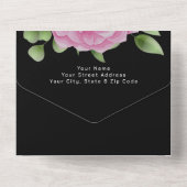 Rozen zwart in één bruiloft all in one uitnodiging (Achterkant)