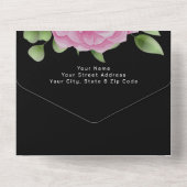 Rozen zwart in één bruiloft all in one uitnodiging (Achterkant)