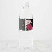 Rozen Zwart Roze Gouden Verjaardagsflesetiket Waterfles Etiket (Achterkant)