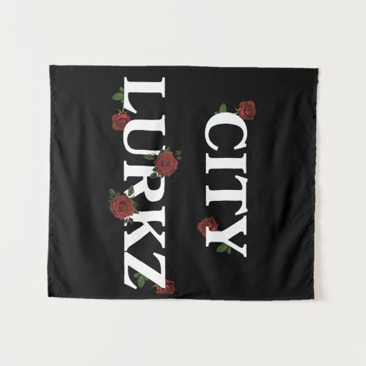 Rozen Zwart Wandkleed (Voorkant (horizontaal))