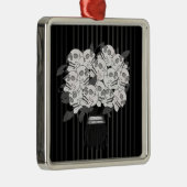 Rozen zwart-wit metalen ornament (Rechts)