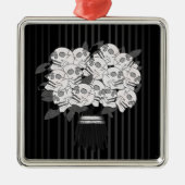 Rozen zwart-wit metalen ornament (Voorkant)
