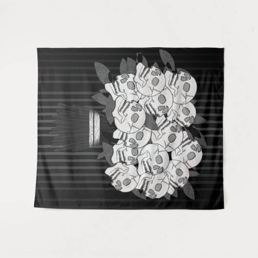 Rozen zwart-wit wandkleed (Voorkant (horizontaal))