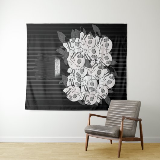 Rozen zwart-wit wandkleed (In Situ (horizontaal))