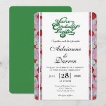 Rozenblaadje Trouw Uitnodiging 3 met Groene Letter