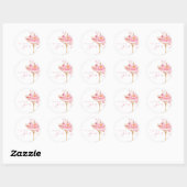 Rozenblaadjes en Prosecco Roze Bruidsontbijt Ronde Sticker (Vel)