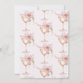 Rozenblaadjes En Prosecco Roze Roos Bruidsdouche Kaart (Achterkant)
