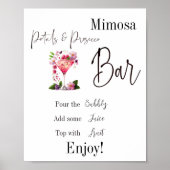 Rozenblaadjes & Prosecco Roze Bruiloft Mimosa Bar Poster (Voorkant)