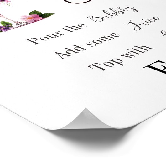 Rozenblaadjes & Prosecco Roze Bruiloftsfeest Mimos Poster (Hoek)